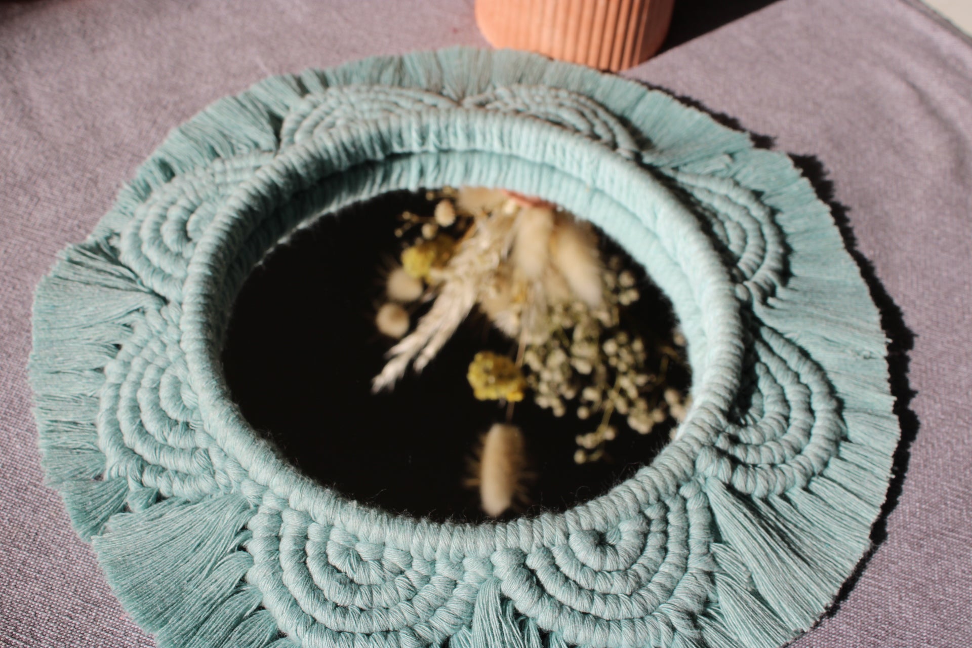 Miroir en macramé Flora