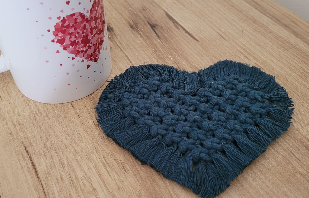 Dessous de verre en macramé Coeur